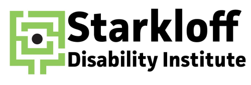 Starkloff Disability Institute. "Starkloff" in large bold black text. "Disability Institute" in smaller bold black text.